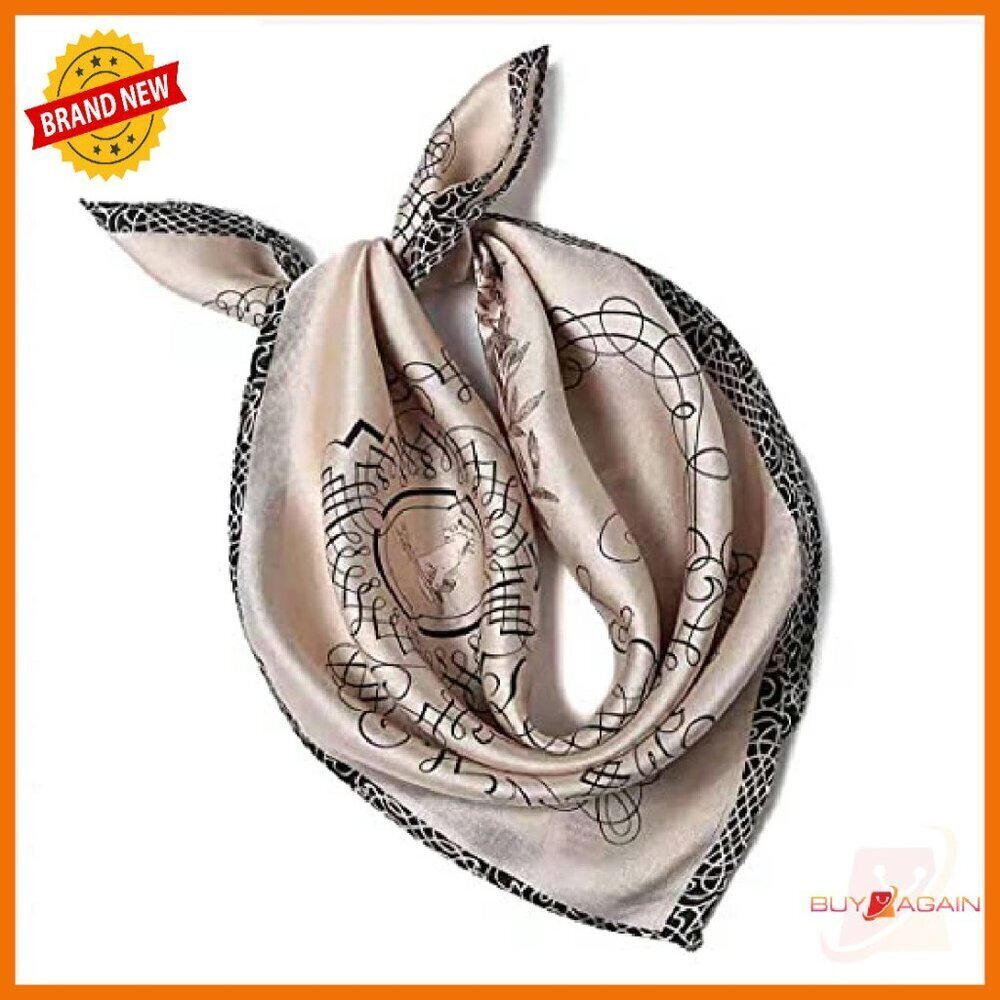 Large Square Silk Scarf 35" Head Wrap Versatile Accessory - Picture 4 of 8